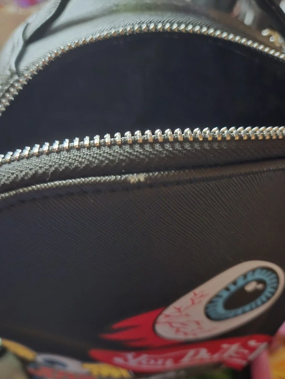 Von Dutch Black Backpack with Red & Yellow Graphic Patches